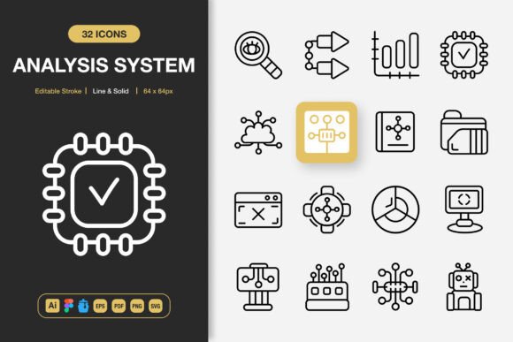 Analysis System Icons: Graphics and Icons for Local Business