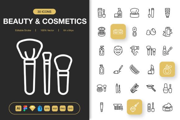 Beauty and Cosmetics Icons for Graphics and Branding