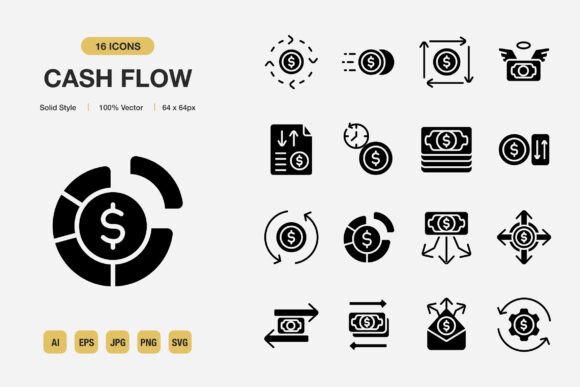 Cash Flow Solid Icons: Graphics and Icons for Modern Design
