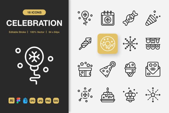 Celebration Outline Icons Graphics