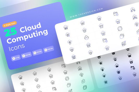 Cloud Computing Icons Set: Graphics and Icons for Digital Publishing