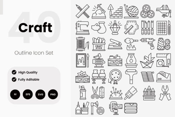 Craft Outline Icons: Graphics and Icons for Real Publishing