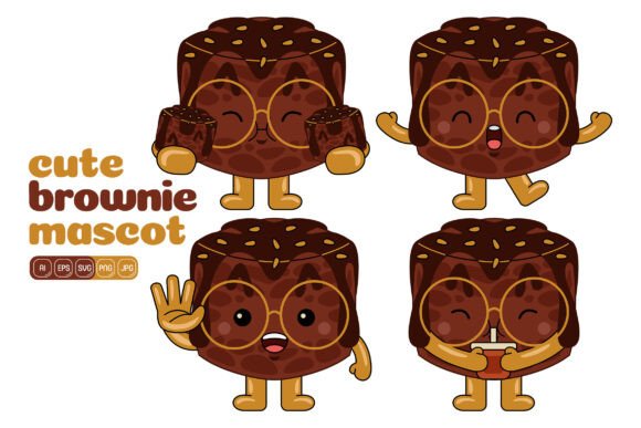 Cute Brownie Mascot Vector Pack 02