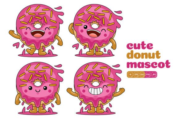 Cute Donut Mascot Vector Pack 01: Graphics & Illustrations for Branding