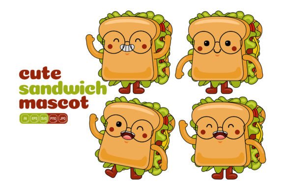Cute Sandwich Mascot Vector Pack 02: Graphics for Editorial & Web Design