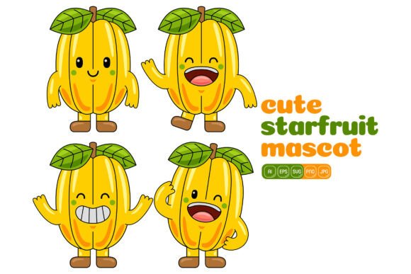 Cute Starfruit Mascot Vector Pack 01: Graphics & Illustrations for Local Business