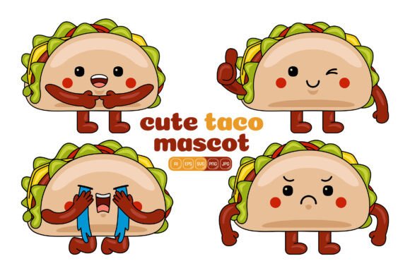 Cute Taco Mascot Vector Pack 01: Graphics & Illustrations