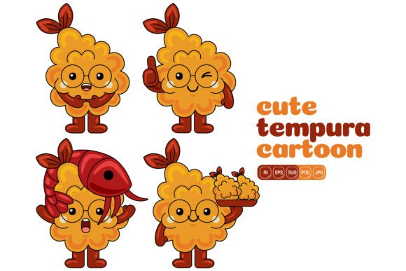 Cute Tempura Mascot Vector Pack 02: Graphics for Local Branding