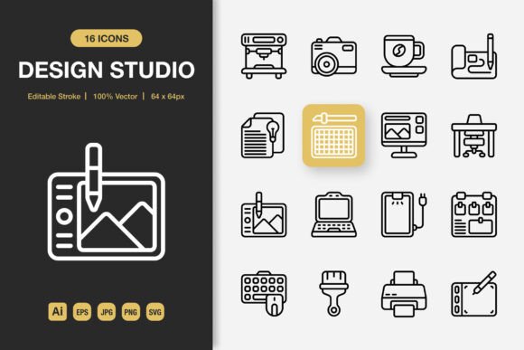 Design Studio Outline Icons: Graphics and Icons for Modern Design