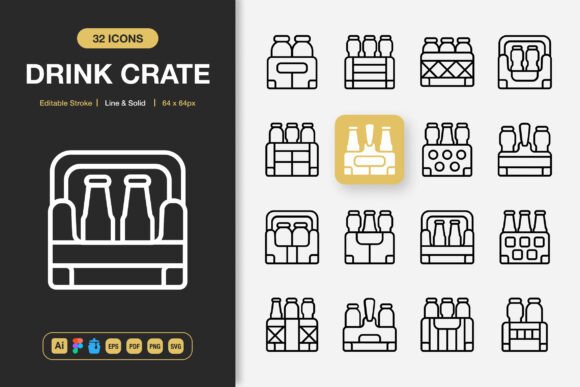 Drink Crate Icons: Graphics and Icons for Modern Design