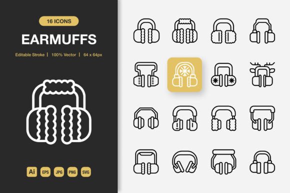 Earmuffs Outline Icons: Graphics and Icons for Modern Design