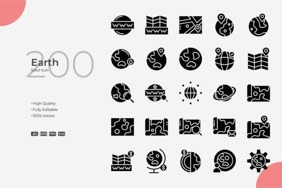 Earth Solid: Graphic Design Asset for Modern Icons