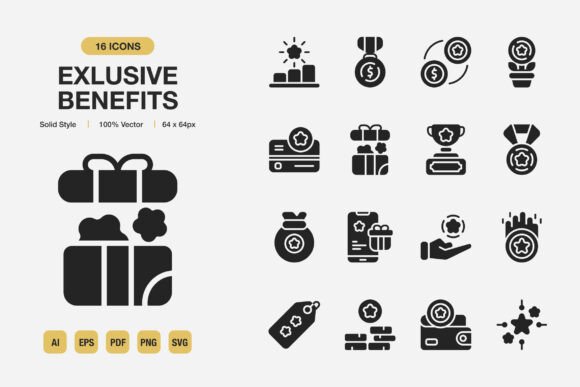 Exclusive Benefits Solid Icons: Graphics and Icons for Modern Branding