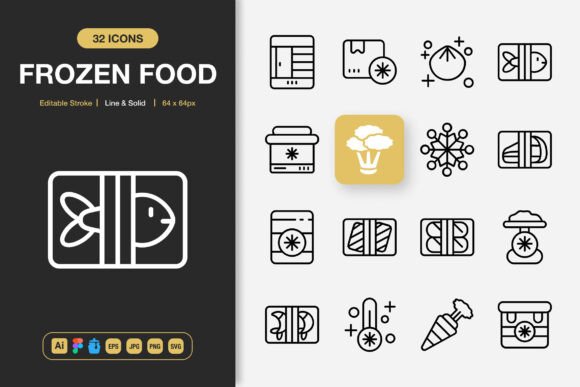Frozen Food Icons: Graphics and Icons for Modern Design