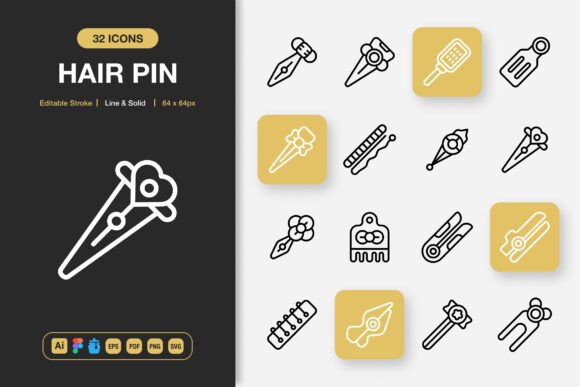 Hair Pin Icons: Graphics for Modern Design