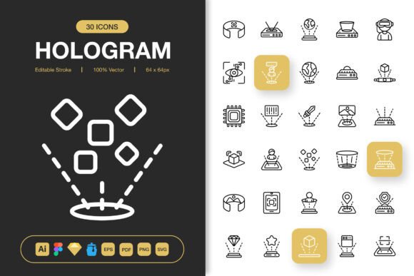 Hologram Icons Graphics