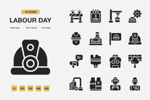 Labour Day Solid Icons: Graphics and Icons for Crafting