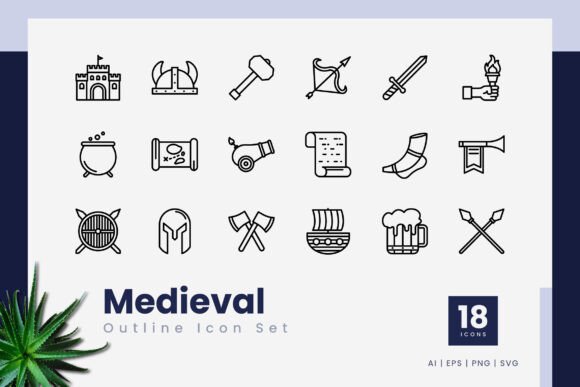 Medieval Outline Icons: Graphics and Icons for Creative Publishing