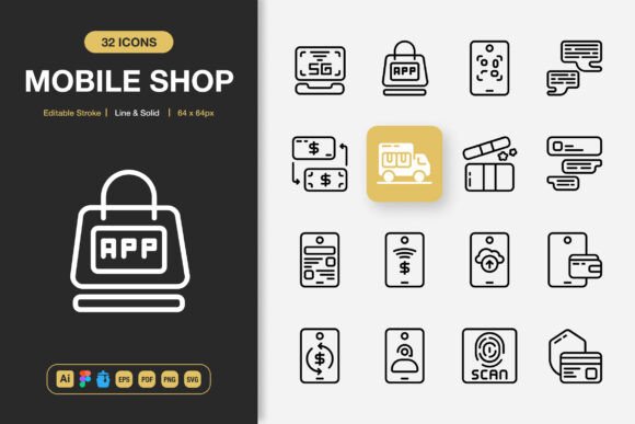 Mobile Shop Icons for Creative Crafting