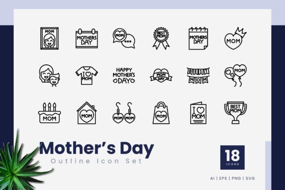 Mother’s Days Outline Icons Graphics