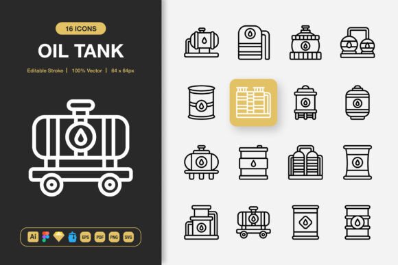 Oil Tank Icons: Graphics for Commercial Use