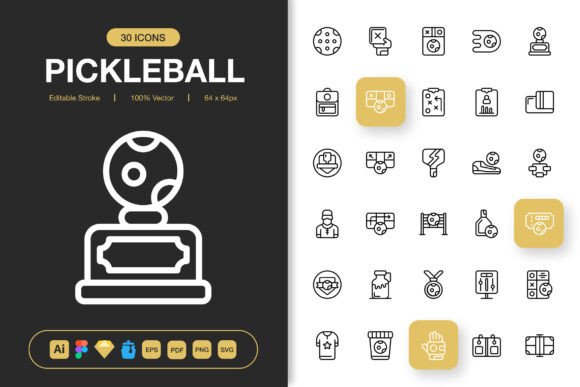 Pickleball Icons: Graphics for Modern Design