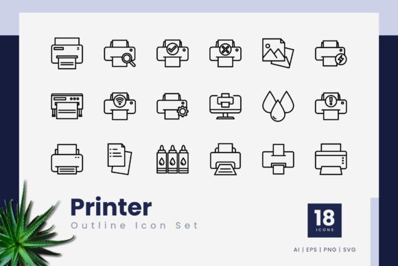 Printer Outline Icons for Creative Crafting