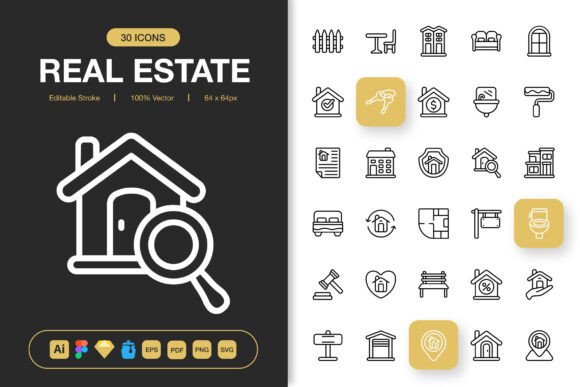 Real Estate Icons Pack: Graphics and Icons for Digital Sellers