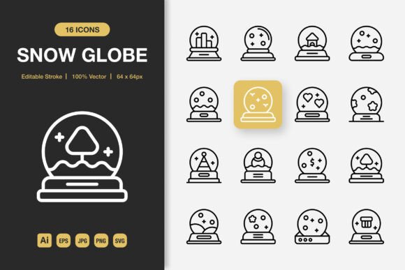 Snow Globe Outline Icons: Graphics and Icons for Creative Projects