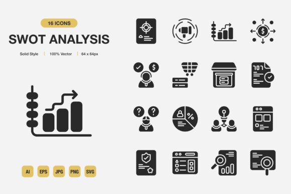 Swot Analysis Solid Icons for Graphic Design