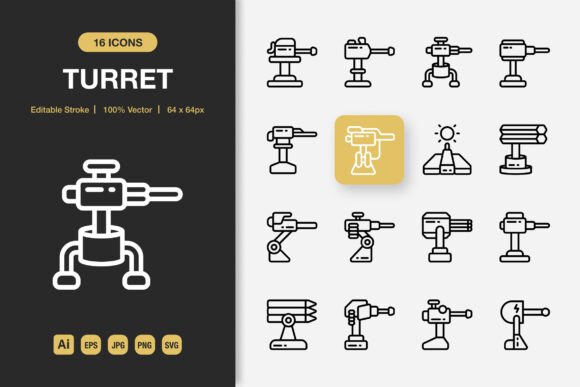 Turret Outline Icons: Graphics for Every Project