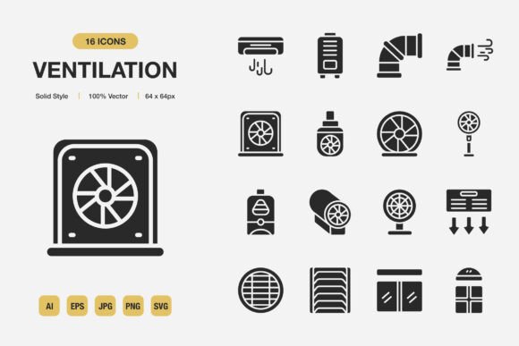 Ventilation Solid Icons: Graphics and Icons for Modern Design