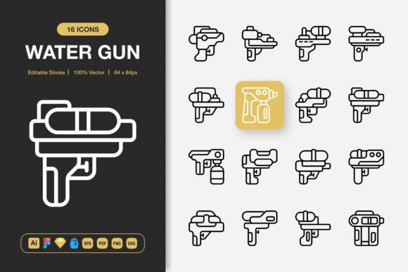 Water Gun Icons: Graphics and Icons for Creative Design