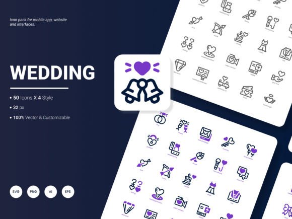 Wedding Icon Pack: Graphics and Icons for Crafters