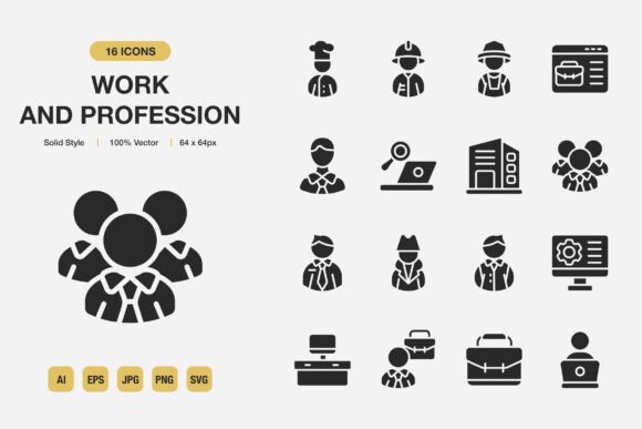 Work and Profession Solid Icons